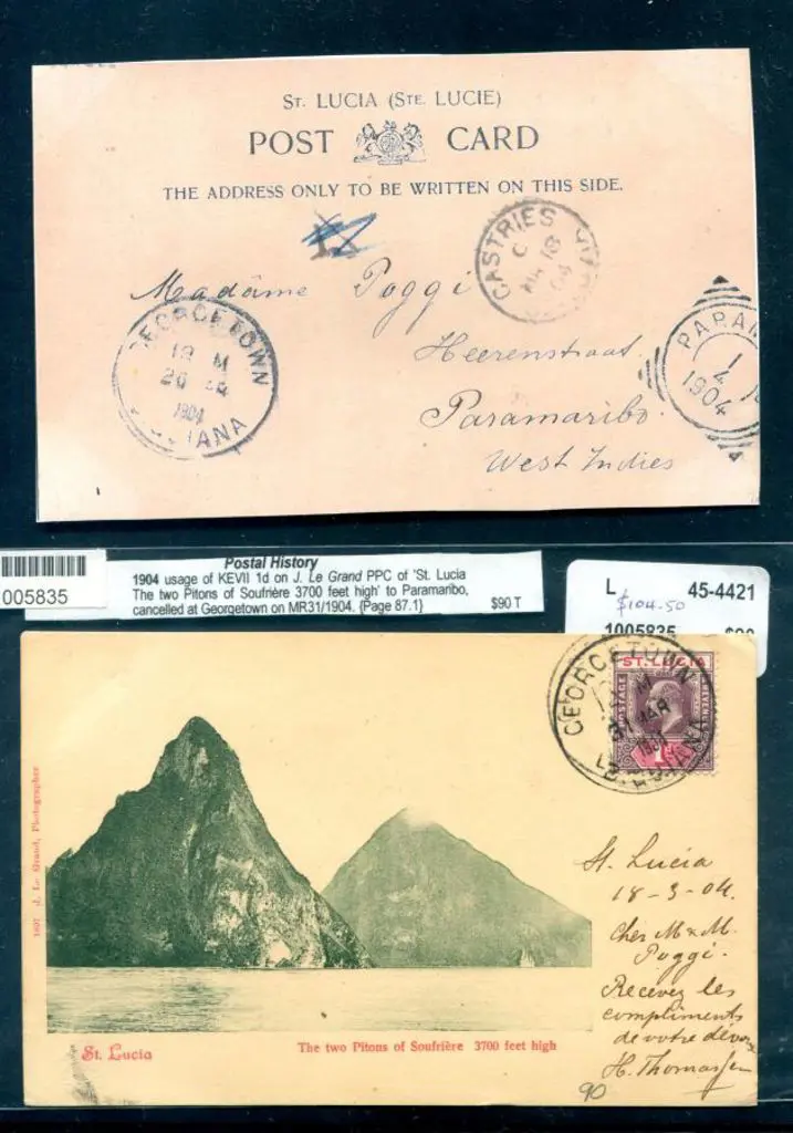 St Lucia 1904 (31st Mar) 1d KEVII tied by ... Image 1++
