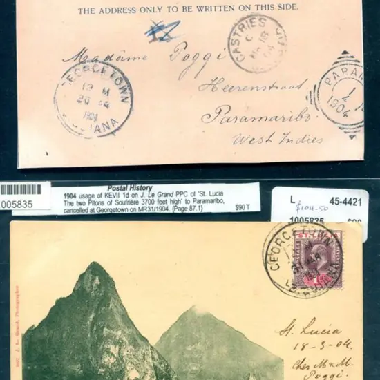 St Lucia 1904 (31st Mar) 1d KEVII tied by ...