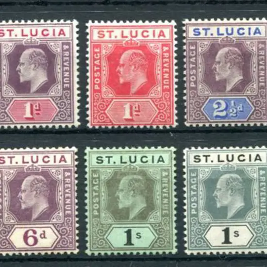 St Lucia 1904/10 KEVII, MCA wmk complete set of 14 ...