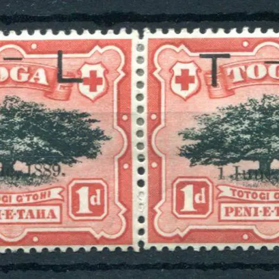 Tonga 1899 Royal Wedding "T-L" ovptd horiz pair ...