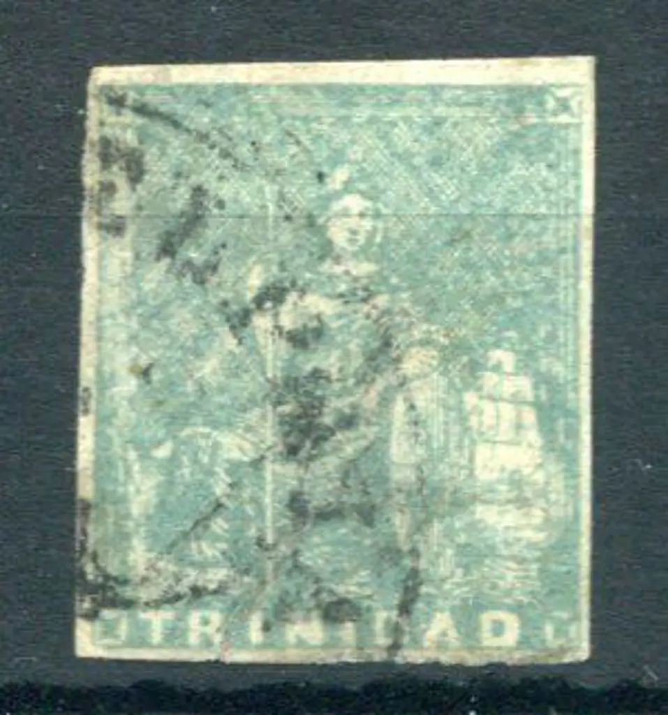 Trinidad 1852/60 1d bluish grey Britannia imperf ... Image 1++