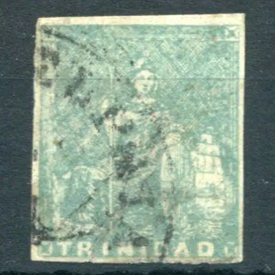 Trinidad 1852/60 1d bluish grey Britannia imperf ...