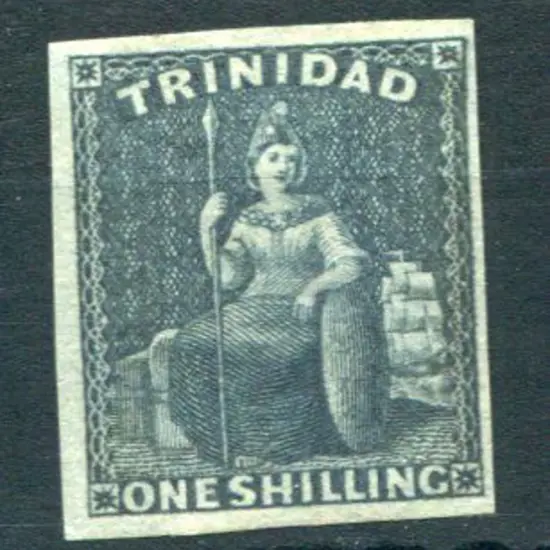 Trinidad 1859 1/- indigo. Imperf with 4 clear even ...
