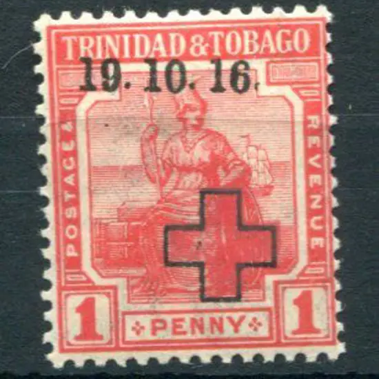 Trinidad & Tobago 1916 1d scarlet with "19-10-16." ...