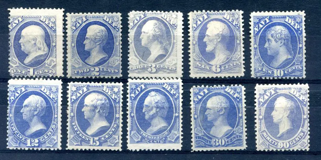 USA 1873 "Navy Department" Officials set of 10 to ... Image 1++