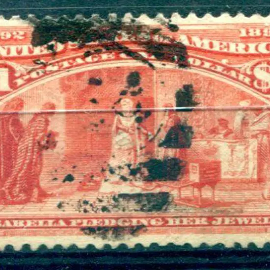USA 1893 $1 Columbus dark salmon. F/I with vert ...