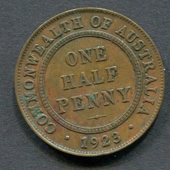 1923 Half Penny. Rare key date. gF