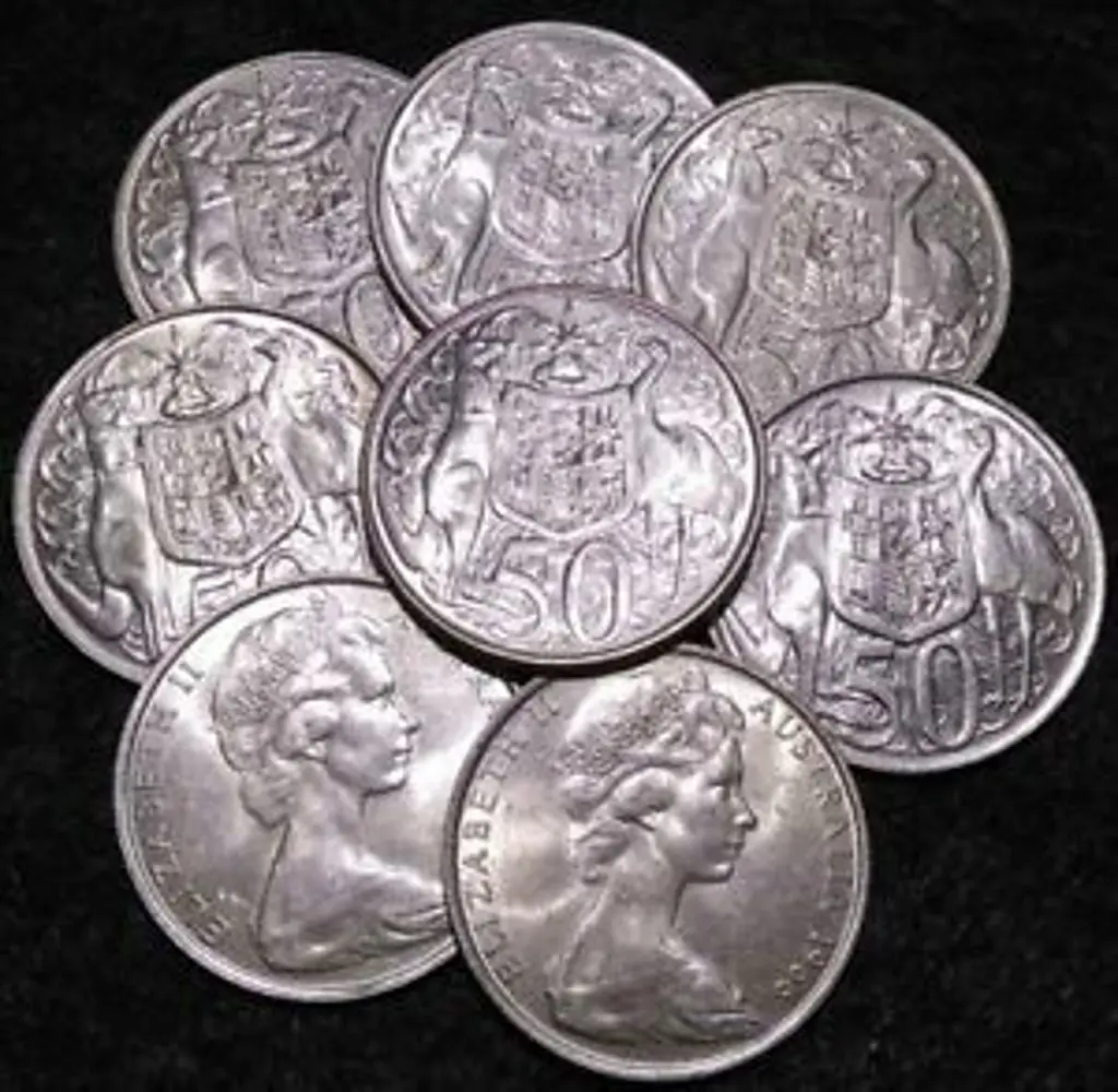 1966 50c round coins x 8. EF - aUnc Image 1++