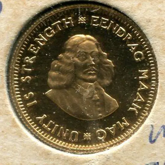 South Africa 1973 1 rand gold proof. 4g