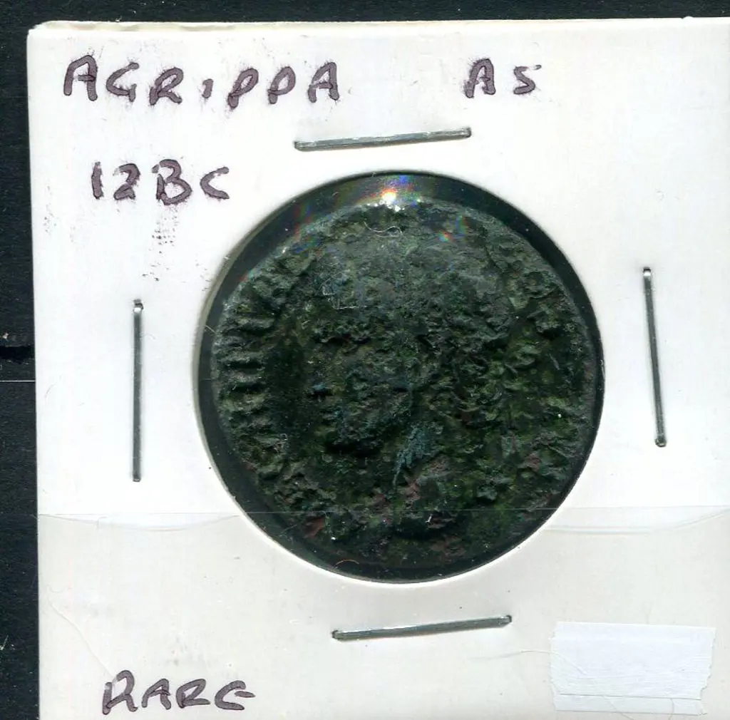 12BC Agrippa copper. As. Rare F+ Image 1++