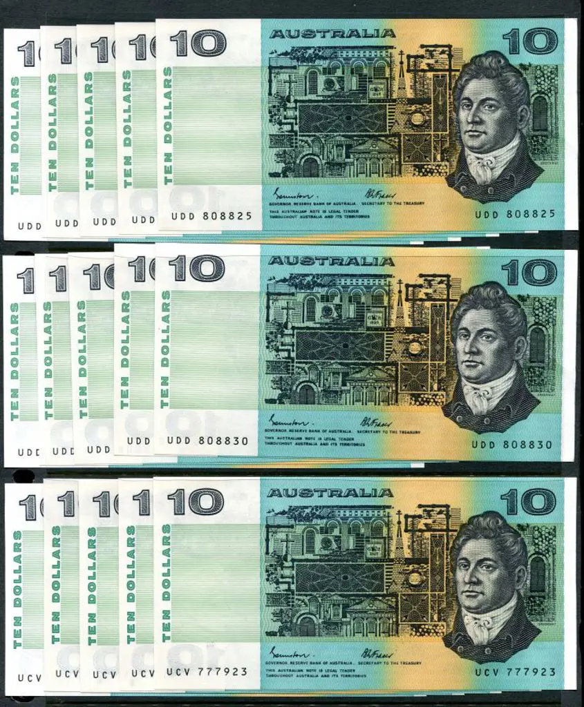 1985 $10 Johnston/Fraser in 2 consecutive number ... Image 1++