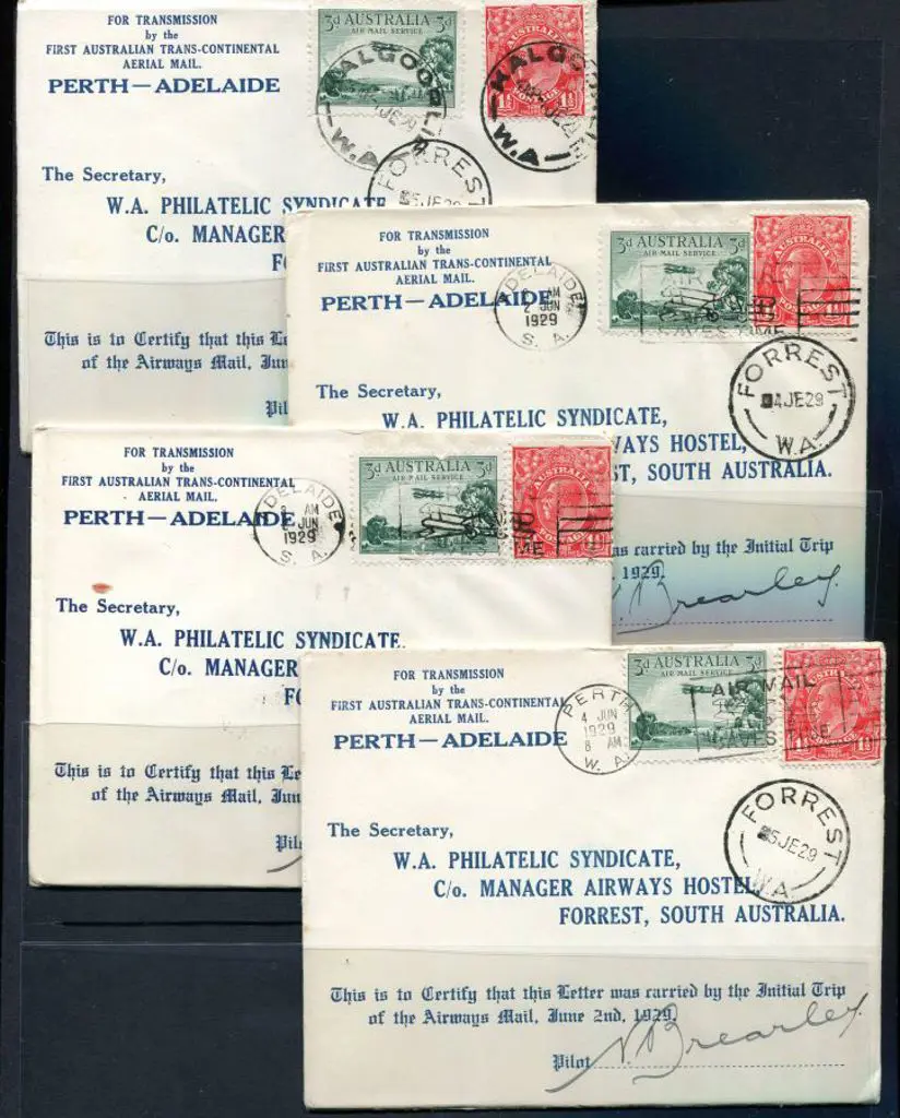 1929 (2nd June) Adelaide to Forrest x 2 & Perth to ... Image 1++