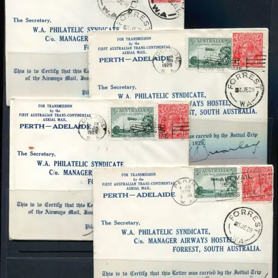 1929 (2nd June) Adelaide to Forrest x 2 & Perth to ...