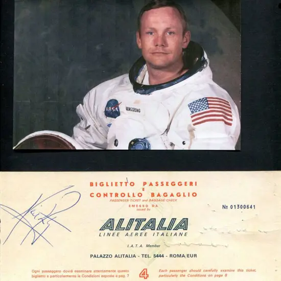 Armstrong, Neil 1970's Alitalia Passenger Ticket ...