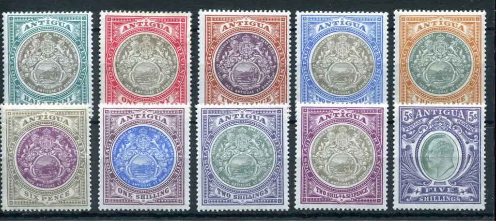 Antigua 1903/07 KEVII Crown CC wmk to 5/-. Fresh ... Image 1++