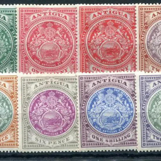 Antigua 1908/17 KEVII Crown CA set to 2/- plus ...