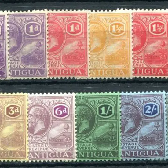 Antigua 1921/29 ½d to 4/- KGV script wmk set of 18 ...