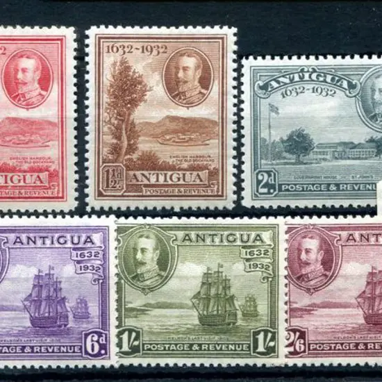 Antigua 1932 Tercentenary set of 10. MLH, the 5/- ...