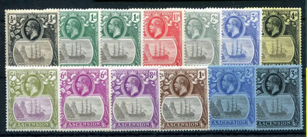 Ascension 1924/33 KGV badge defins to 3/- complete ... Image 1++