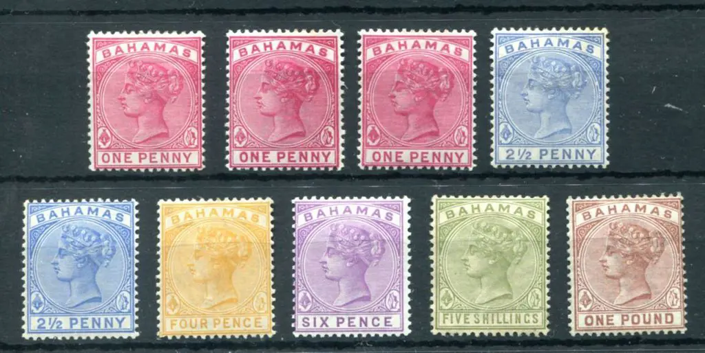 Bahamas 1884/90 QV set of 7 to £1 plus additional ... Image 1++