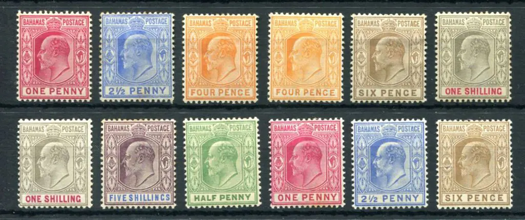 Bahamas 1902/07 KEVII to 5/- & 1906/11 MCA wmk set ... Image 1++