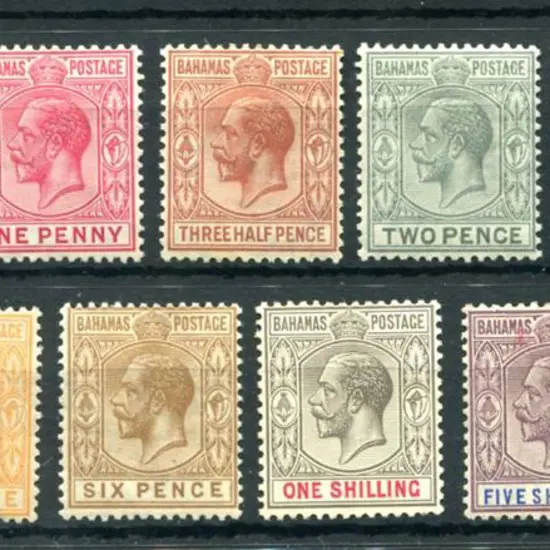 Bahamas 1921/37 KGV defins script wmk set of 11 to ...