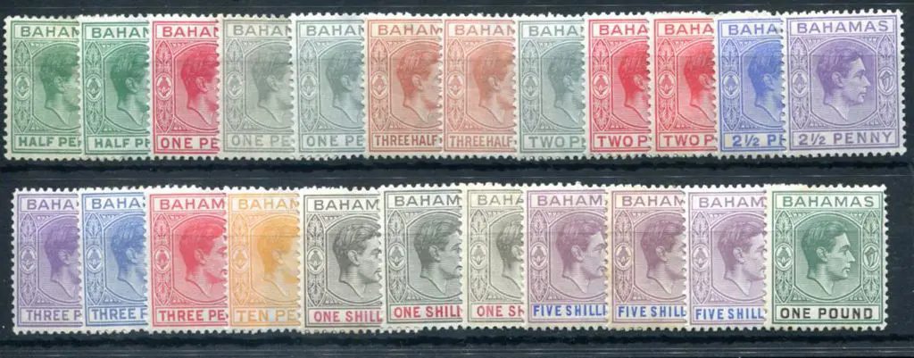 Bahamas 1938/52 KGVI defins to £1 incl shades of ... Image 1++