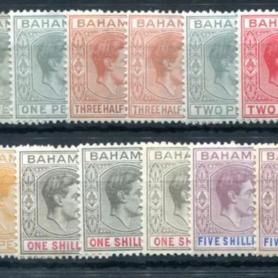 Bahamas 1938/52 KGVI defins to £1 incl shades of ...