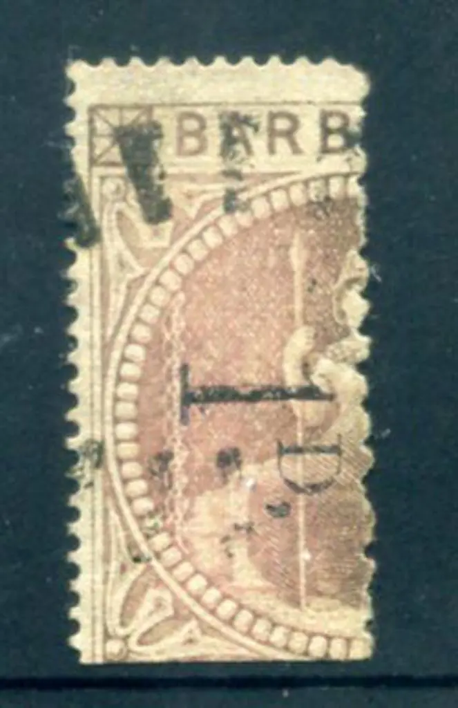 Bahamas 1878 5/- dull rose bisect with "1d" with ... Image 1++