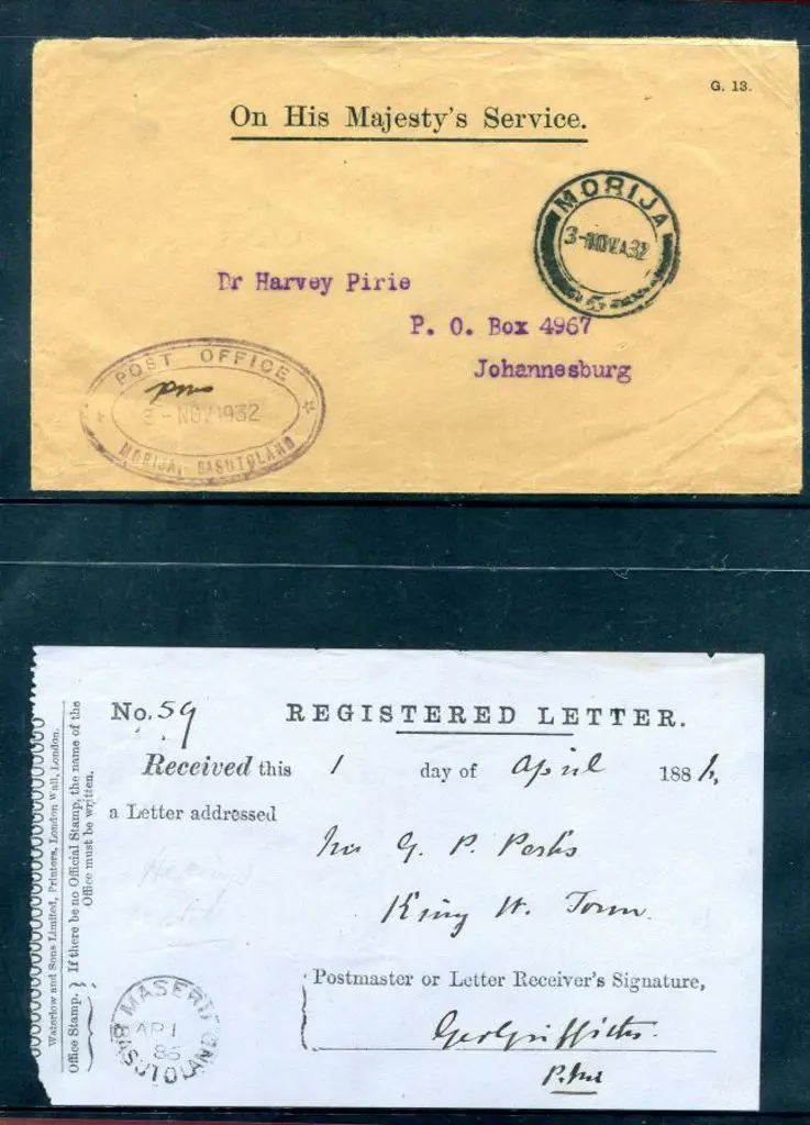Basutoland 1886 (1st Apr) Receipt for Registered ... Image 1++