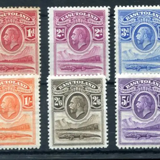 Basutoland 1933 KGV set to 10/-. MLH, 1d & 6d aged ...