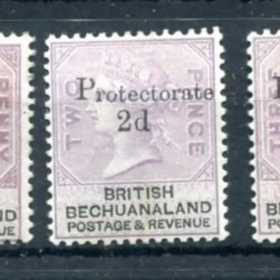 Bechuanaland 1888 "Protectorate" ovpts on ½d, 1d, ...