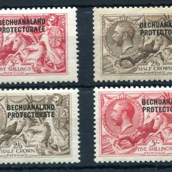 Bechuanaland 1925/27 "Seahorses" group with 5/- ...
