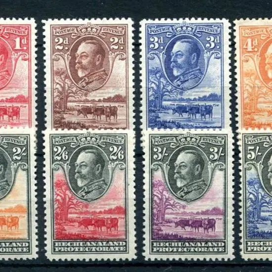 Bechuanaland 1932 KGV Pictorials set to 10/-. 1/- ...
