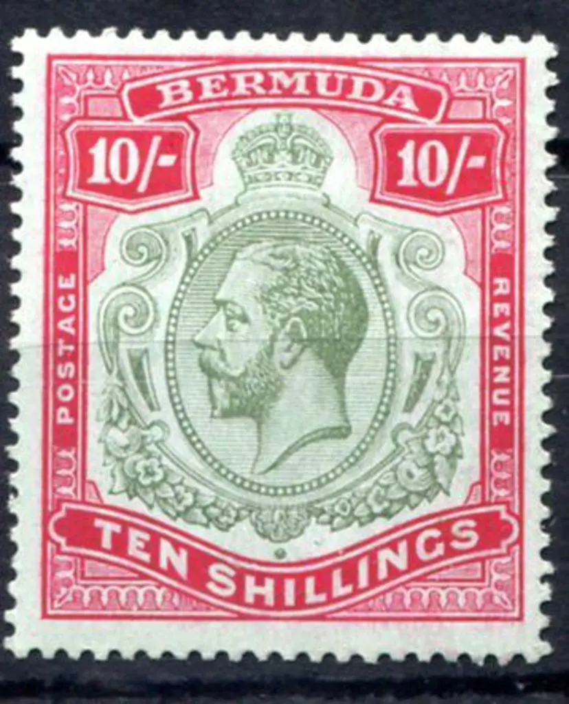 Bermuda 1924/32 10/- green & carmine on pale ... Image 1++