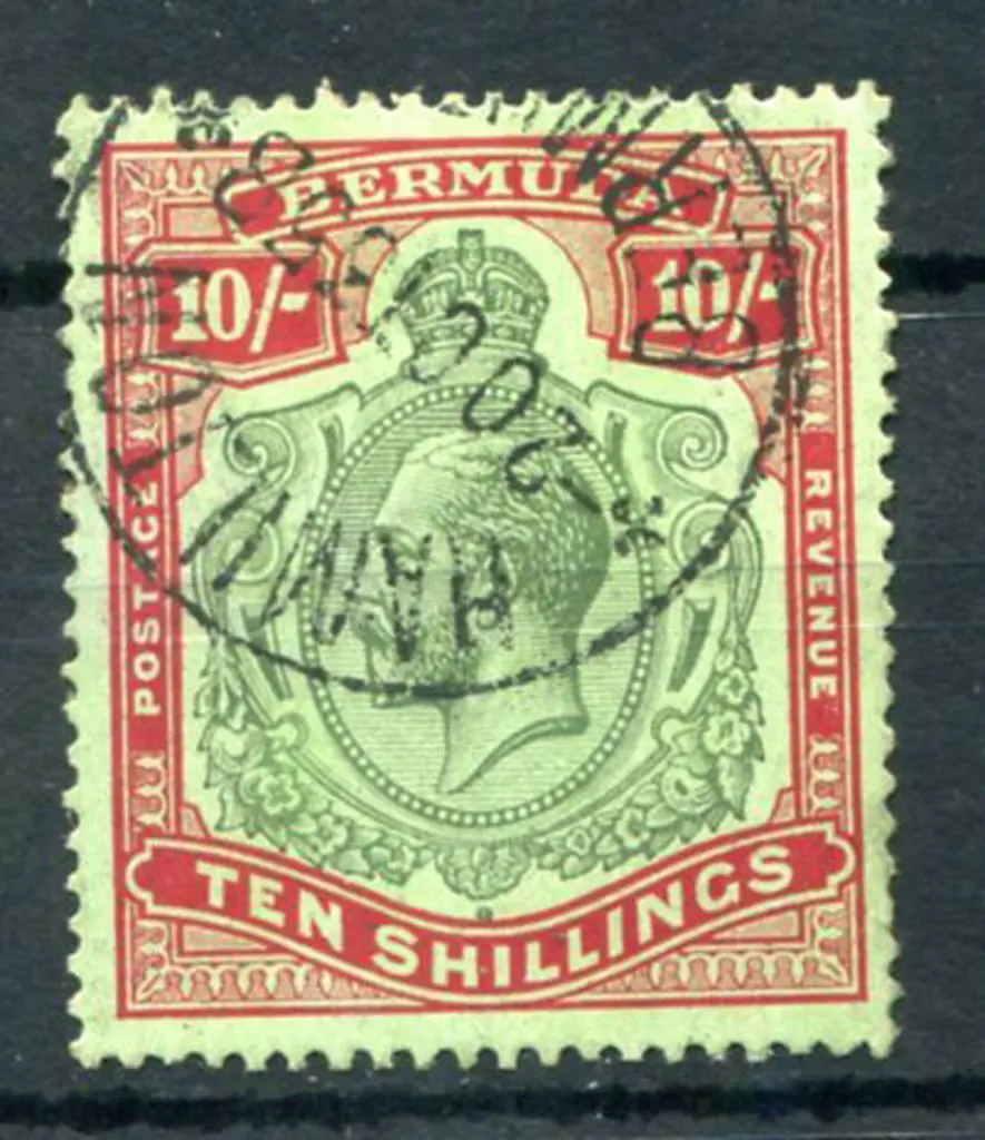 Bermuda 1924/32 10/- green & red on pale emerald, ... Image 1++