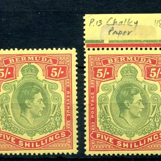 Bermuda 1938/53 5/- green & scarlet on yellow KGVI ...