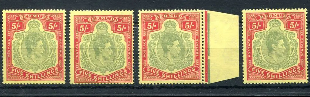 Bermuda 1938/53 5/- KGVI selection with SG 118a, ... Image 1++