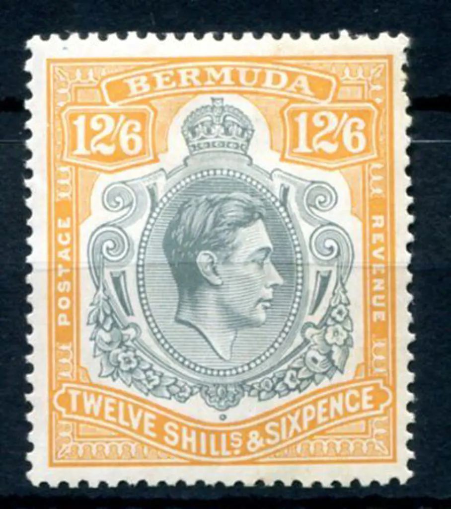Bermuda 1938/53 12/6d deep grey & brownish-orange. ... Image 1++
