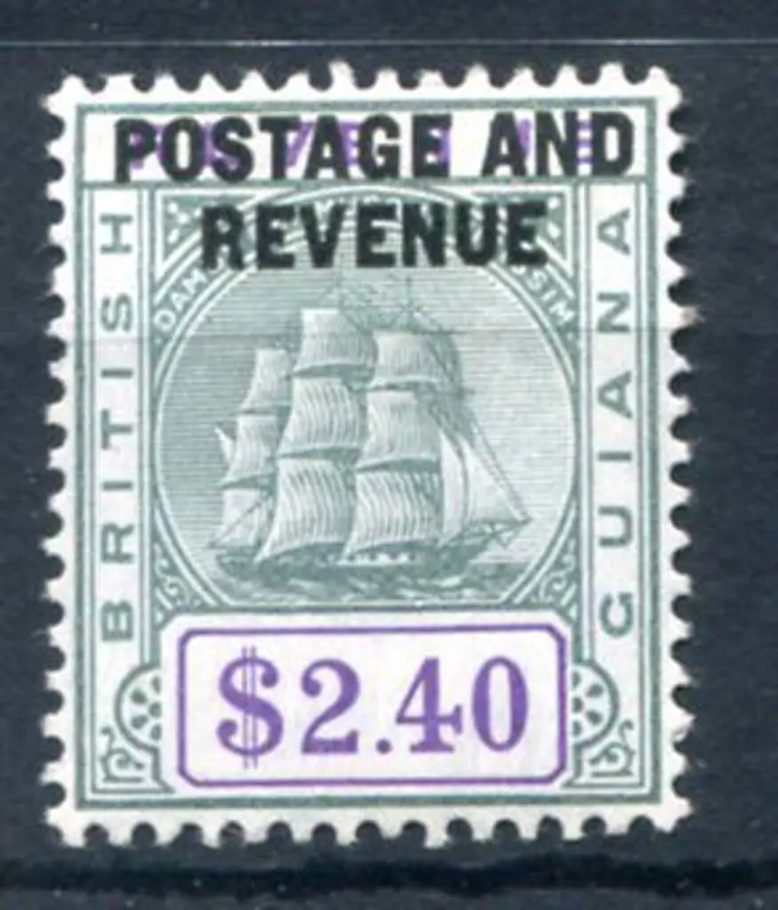 British Guiana 1905 $2.40 green & violet ovptd ... Image 1++