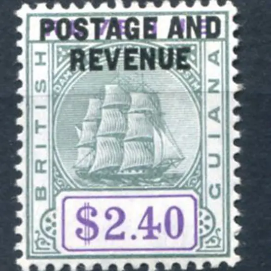 British Guiana 1905 $2.40 green & violet ovptd ...