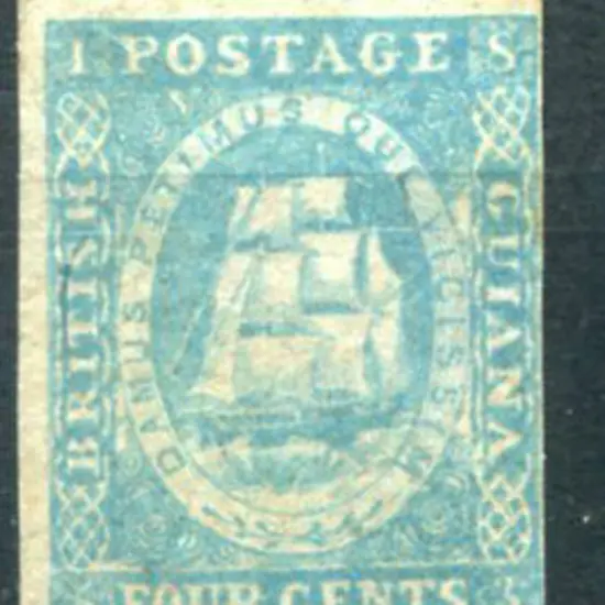 British Guiana 1853/55 4¢ pale blue. MLH with ...