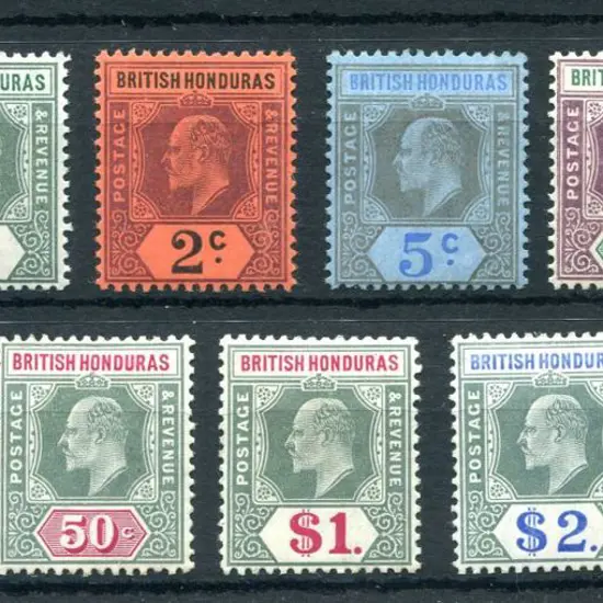British Honduras 1904/07 KEVII CA wmk set of 9 to ...