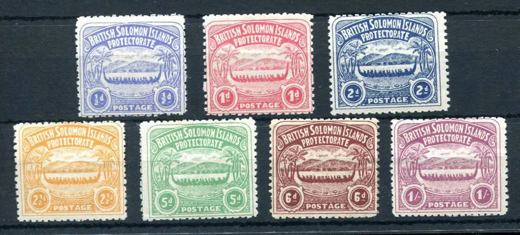 British Solomon Islands 1907 "Large canoes" set to ... Image 1++