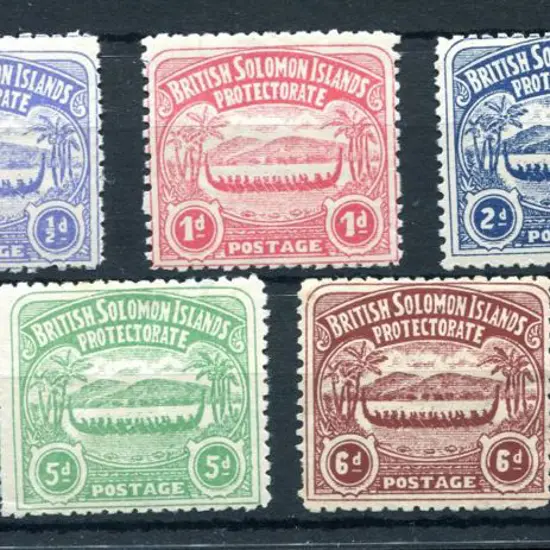 British Solomon Islands 1907 "Large canoes" set to ...