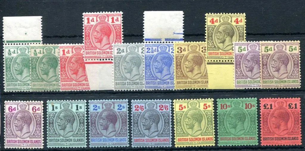 British Solomon Islands 1914/23 KGV set to £1 incl ... Image 1++