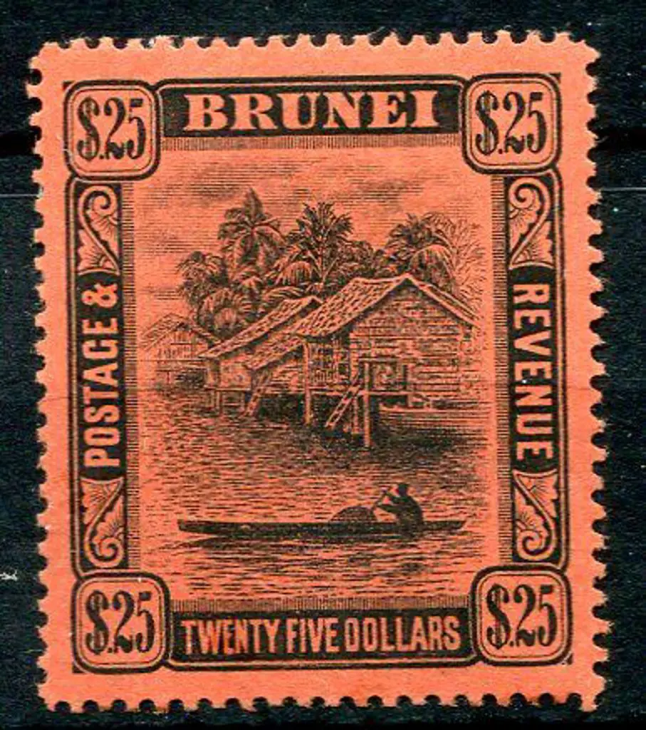 Brunei 1908/22 $25 black on red. MLH & perfectly ... Image 1++