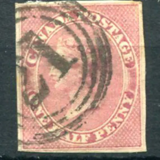 Canada 1852/57 ½d deep rose imperf with clear ...