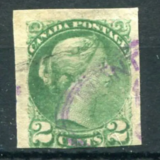 Canada 1870/90 2¢ grass green imperf single with ...
