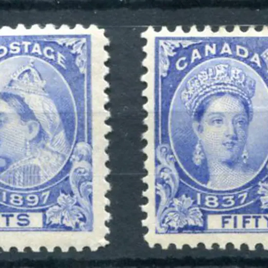 Canada 1897 50¢ pale & bright ultramarine shades ...